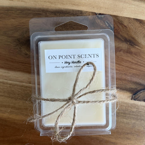 On Point Scents Very Vanilla soy wax melt clamshell, hand-poured in LaBelle, Florida